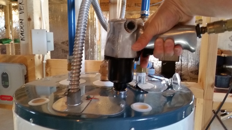 hot water heater anode rode removal with an impact wrench