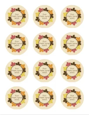 maple leaves maple syrup jar labels